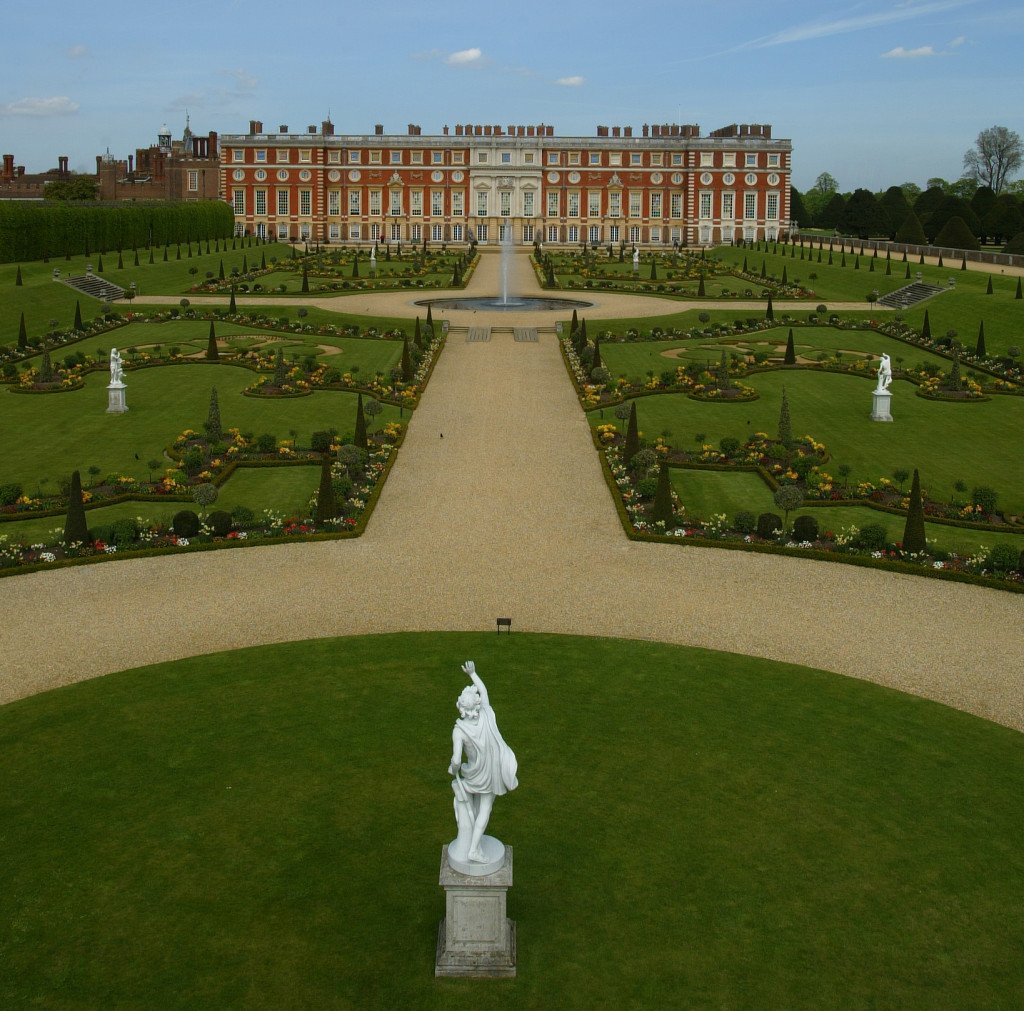 William III's Privy Garden and South facade of Hampton Court Palace The gardens will house many events at the Palace in 2016.