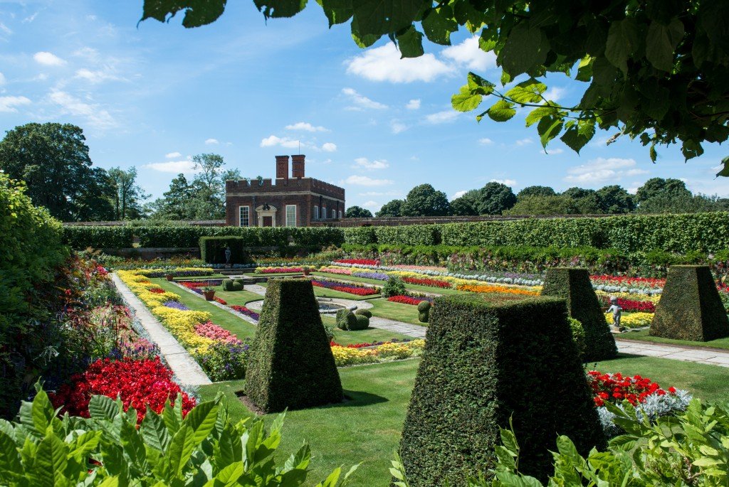 The sunken gardens, an addition during Mary II's tenure as Queen. She brought Dutch plants back to England with her.