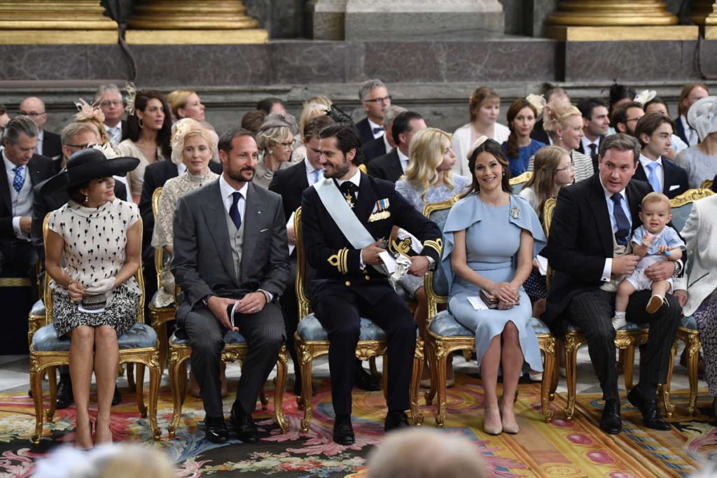 Crown Princess Mary, Crown Prince Haakon of Norway, and Prince Carl Philip and wife Princess Sofia were all at the christening.